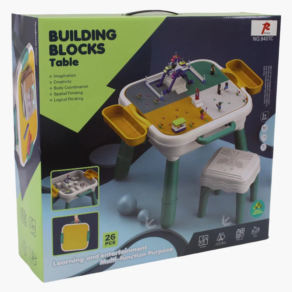 Building Blocks Table with Chair – 26 Pieces