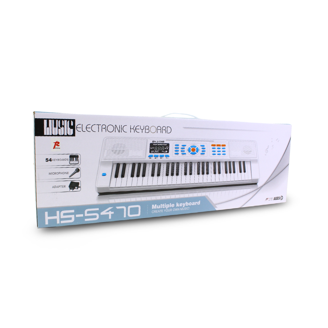 Electronic Keyboard with Microphone & USB – 54 Keys – Black – Model HS-5470A