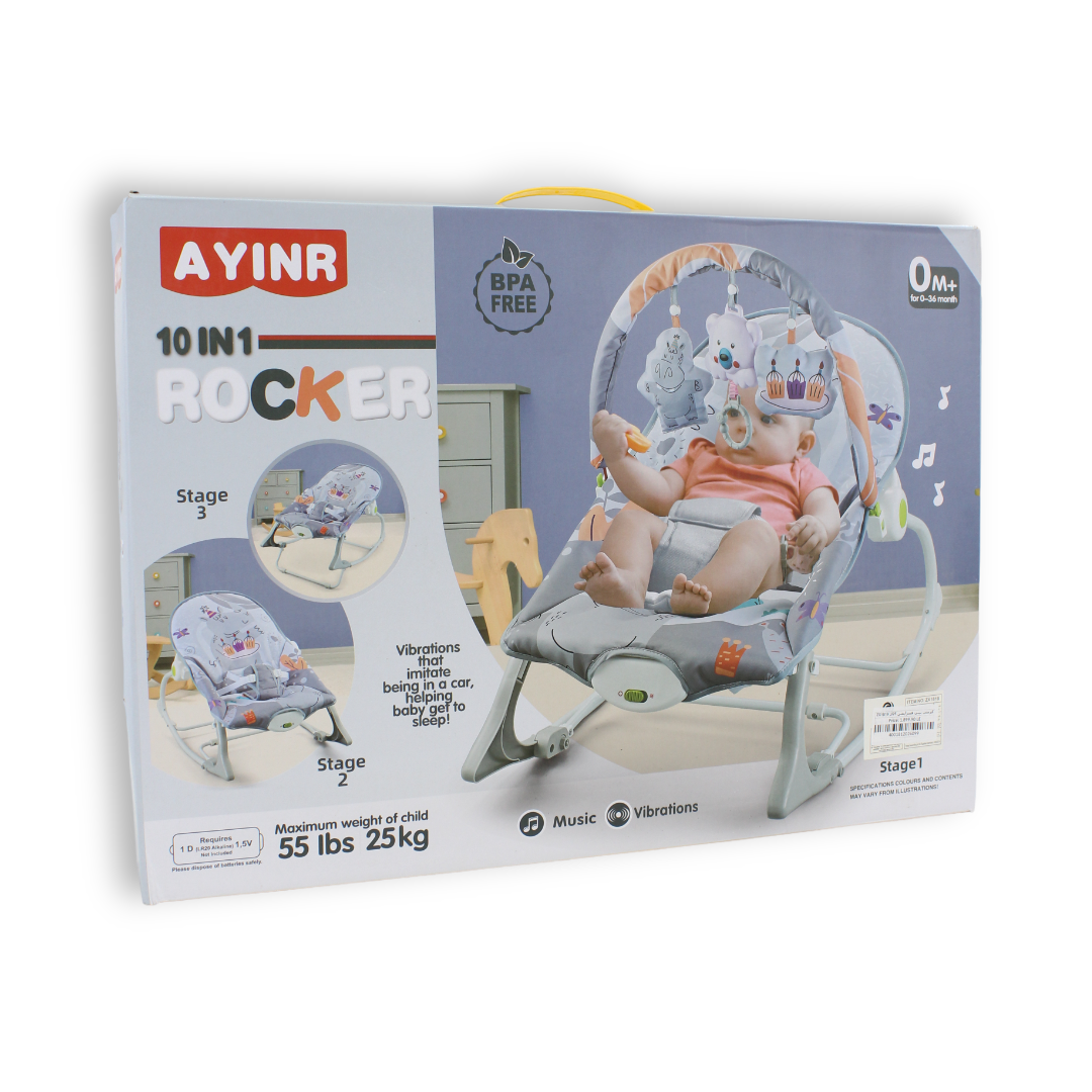 Ayinr 10-in-1 Baby Rocker – Grey