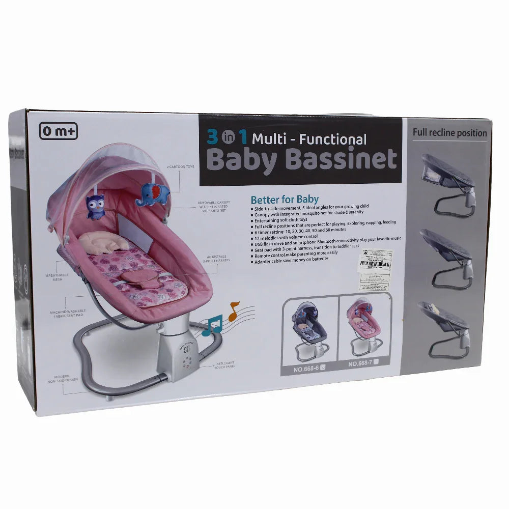 3-in-1 Multi-Functional Baby Bassinet - Grey