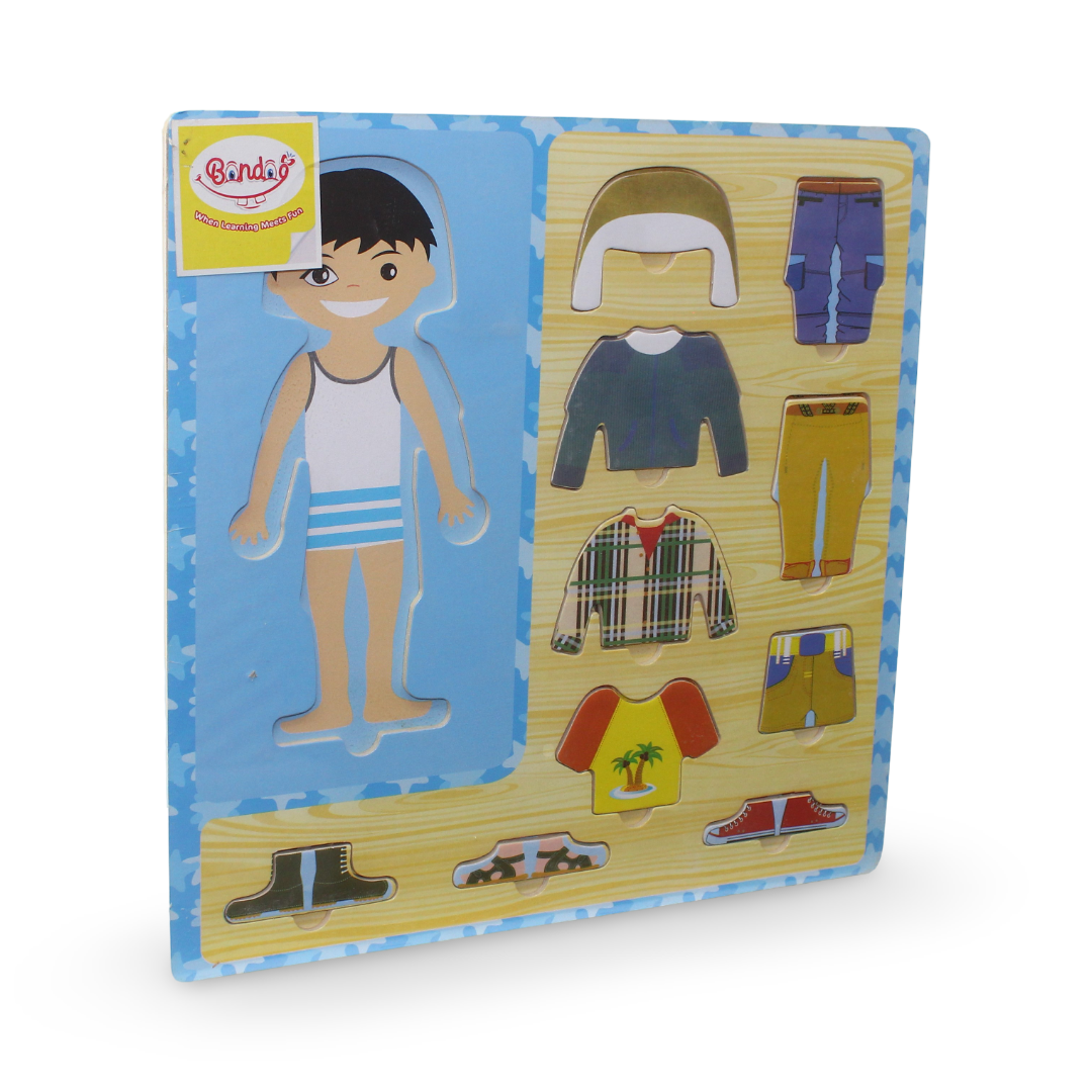 Wooden Matching Clothes Puzzle – Boys - Toys - Bright Future