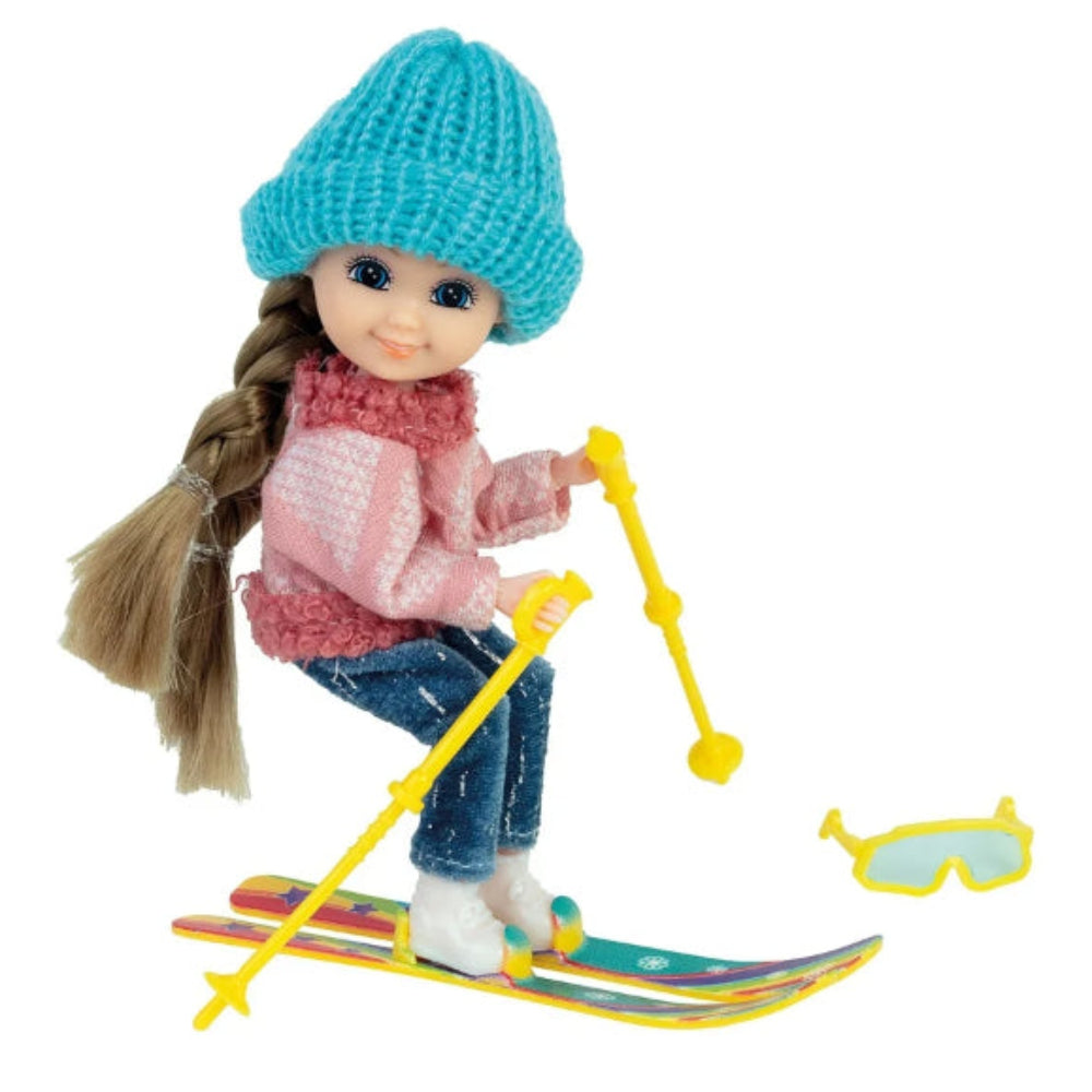 Nini Love Winter Sports Doll with Skis and Poles Set
