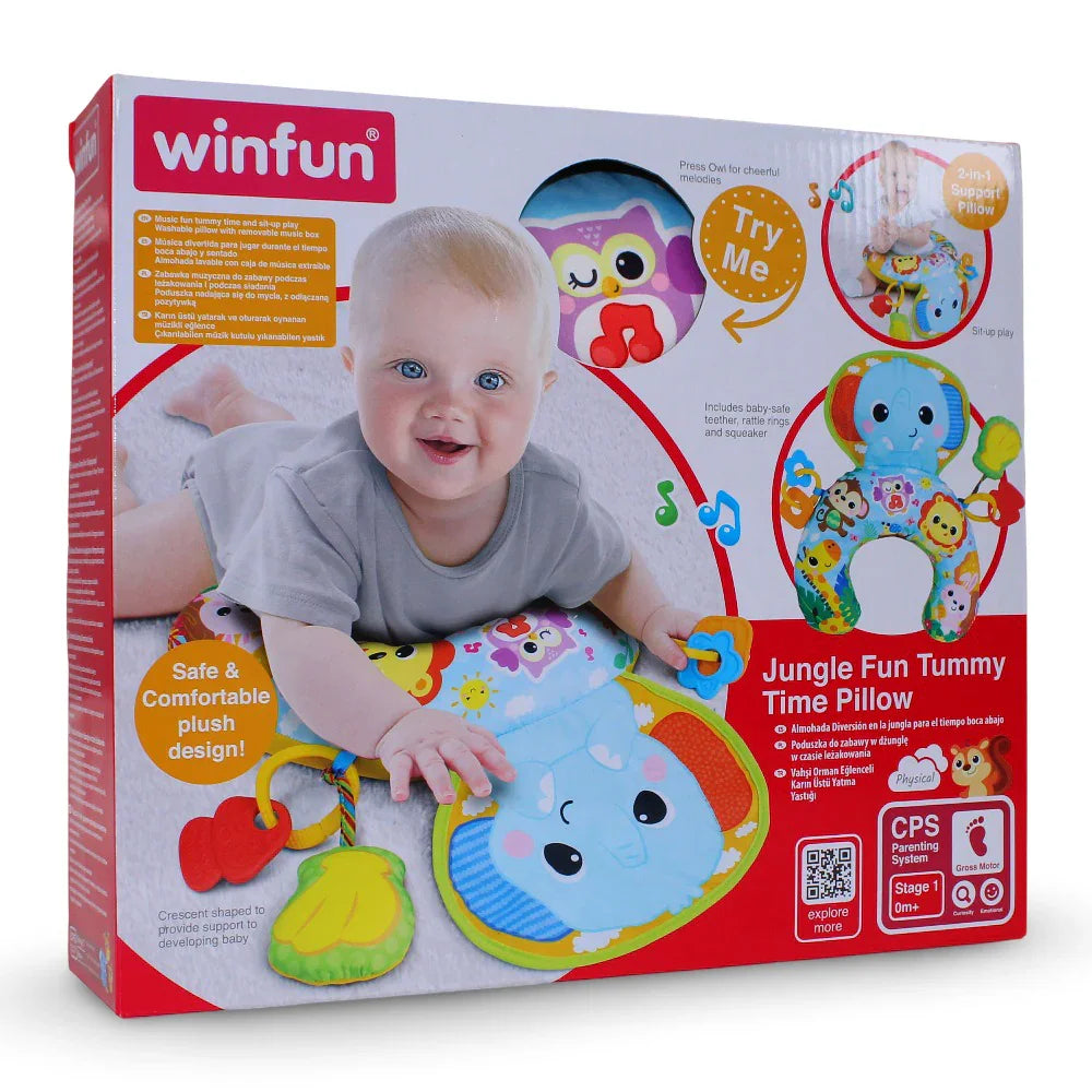 WinFun Jungle Fun Tummy Time Pillow – Elephant