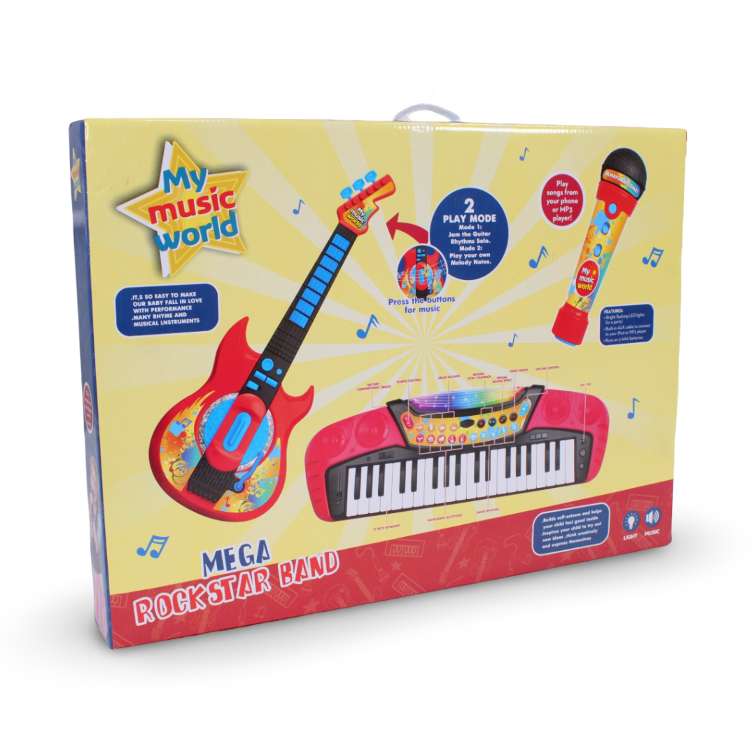 Organ + Guitar and Microphone Set for Children, with Drums