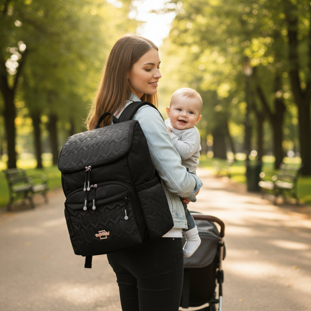 Petit Bebe Baby Diaper Backpack Premium Allure – Black