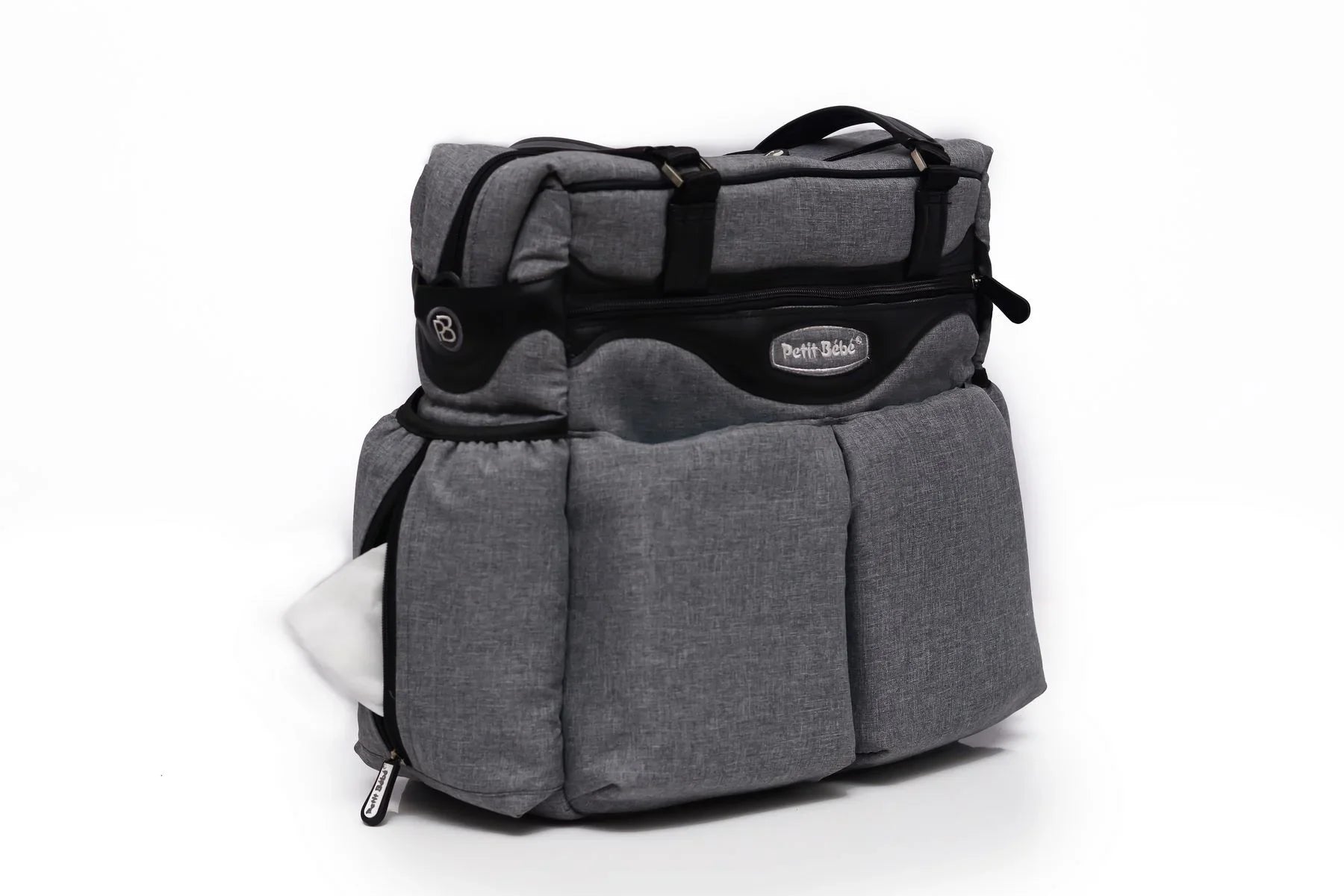 Petit Bebe Baby Diaper Bag Premium – Grey & Black