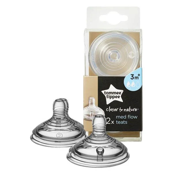Tommee Tippee Closer to Nature Baby Bottle Teats Medium Flow (3m+) - Baby Essentials