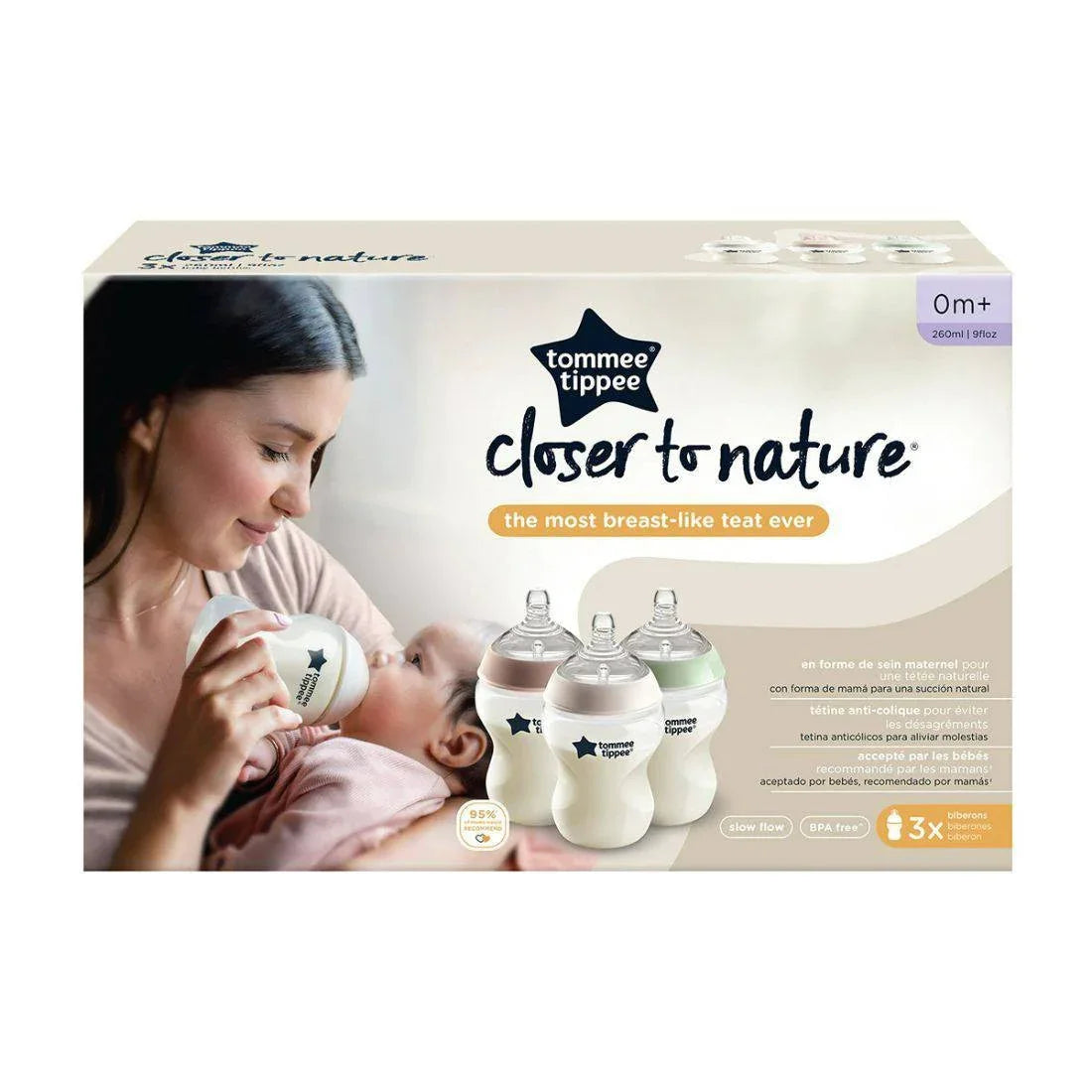 Pack of 3 - Tommee Tippee Closer To Nature Easivent Bottles 260ml