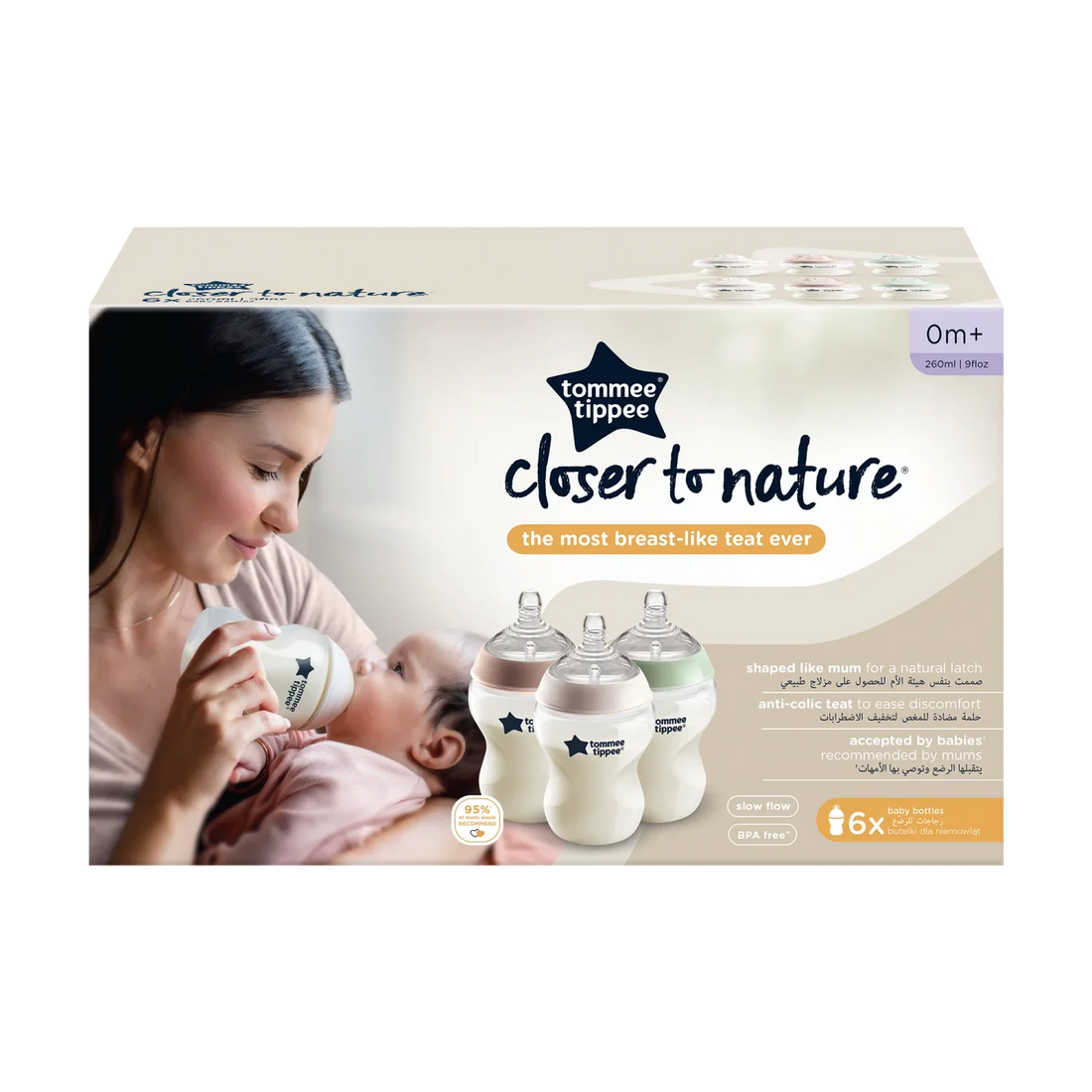 Tommee Tippee Feeding Bottles Pastel – Natural Start Anti-Colic Baby Bottles 6X260ml