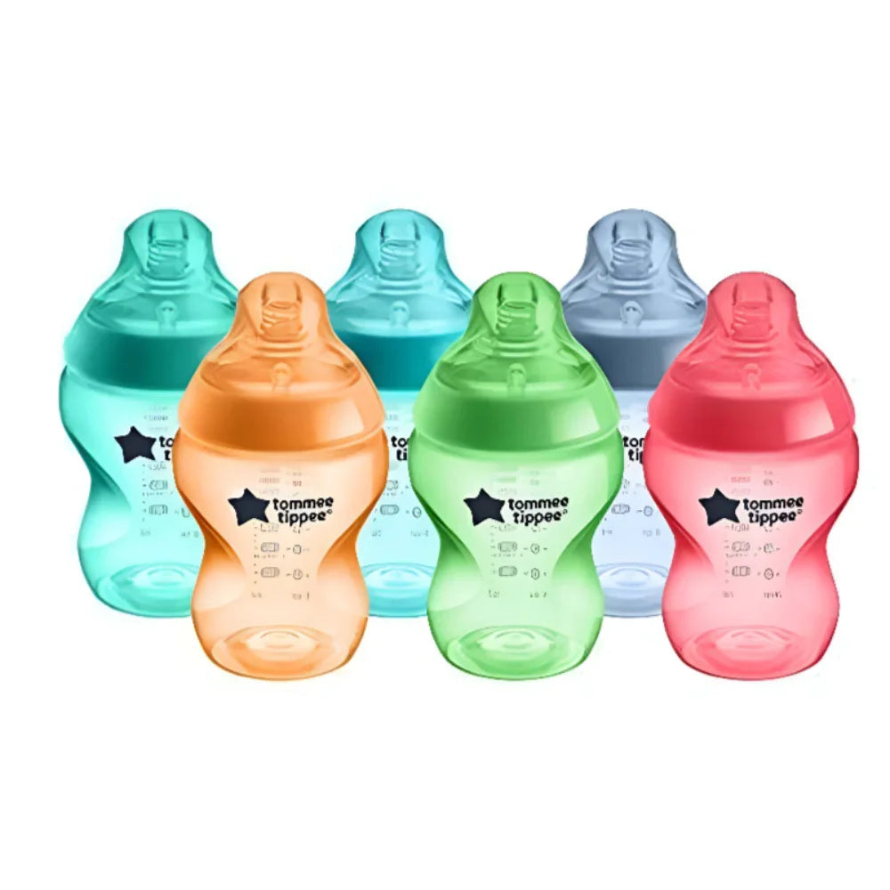Pack of 6 - Tommee Tippee Bright Feeding Bottles Natural Start Anti-Colic Baby Bottle