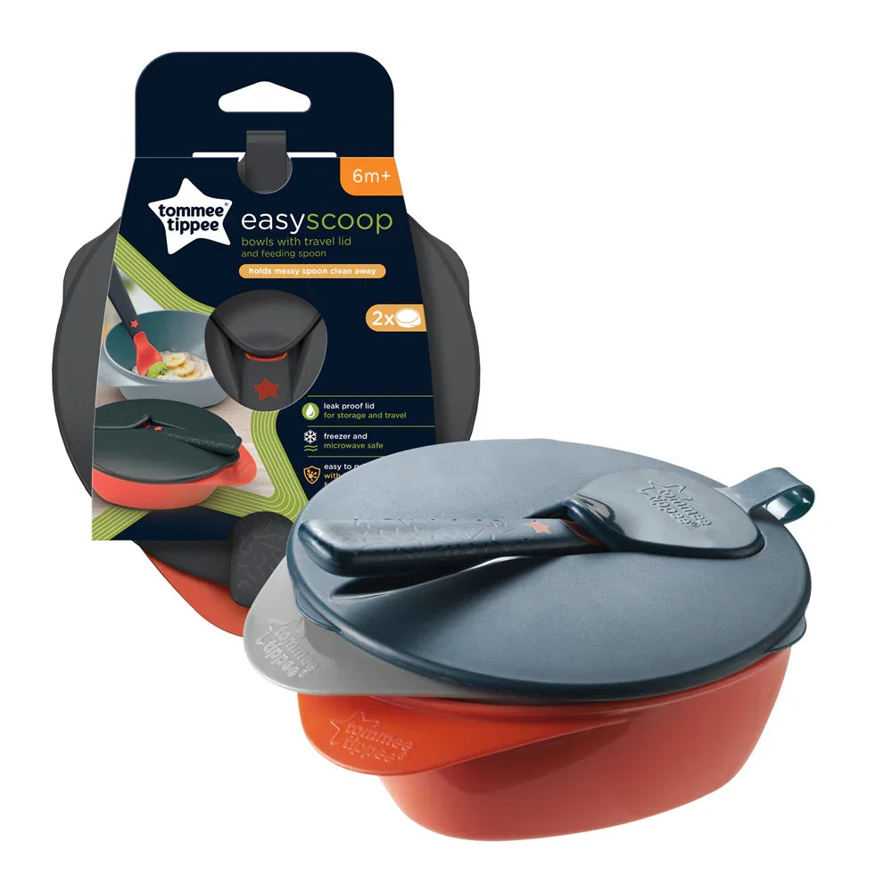 Tommee Tippee Easy Scoop Feeding Bowls with Lid and Spoon – Pack of 2 - Baby Essentials