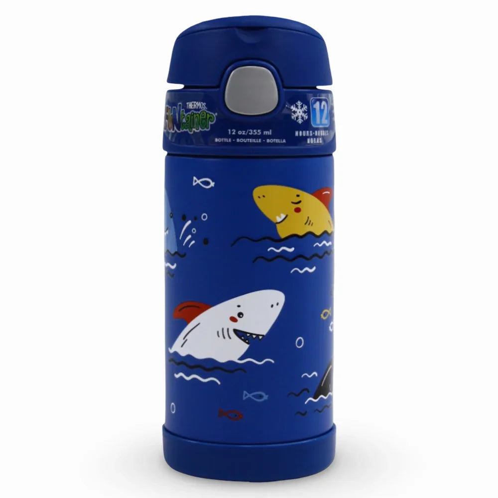 Thermos  Funtainer Vacuum Insulated Straw Bottle - Sharks (355 ml)
