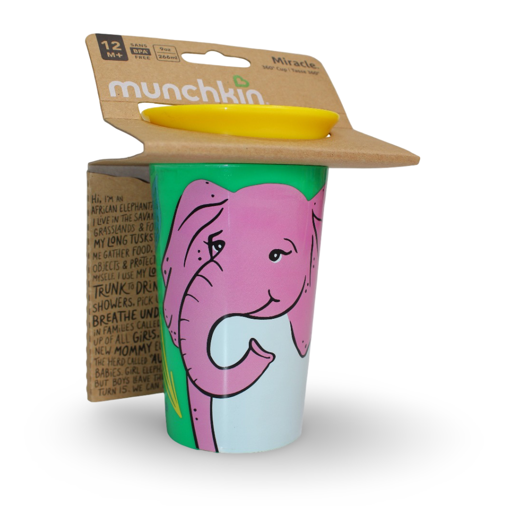Munchkin Miracle 360° Wild Love Sippy Cup 9 oz – Elephant - Baby Essentials