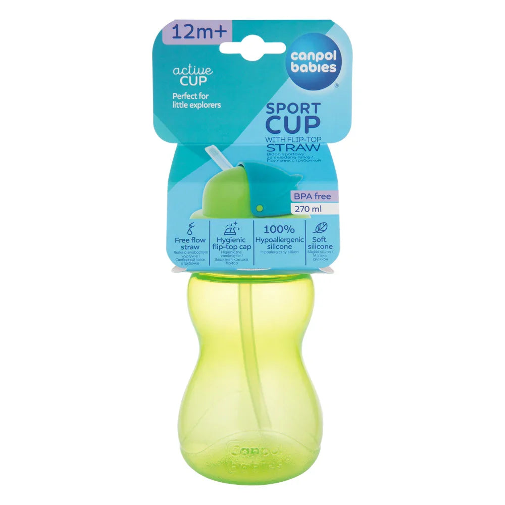 Canpol Babies Sport Cup with Flip-top Straw 270ml - Green