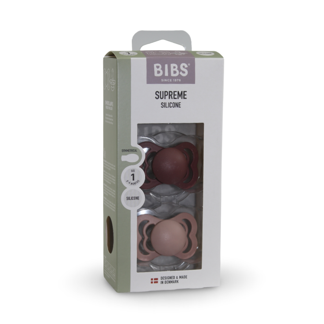 BIBS Supreme Woodchuck & Blush Silicone - Size 1 (Pack Of 2)