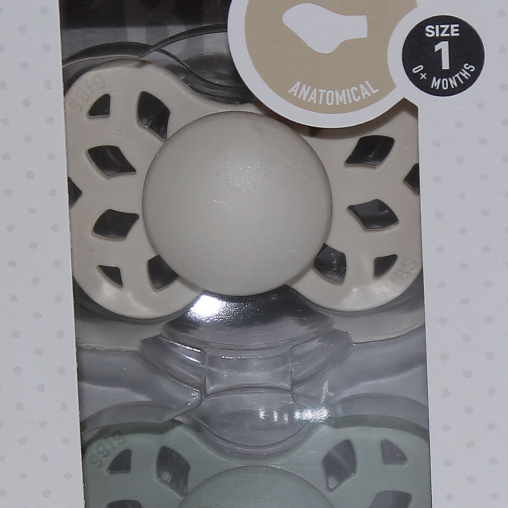 BIBS Infinity Pacifier Silicon Size 1 Anatomical – Ivory/Sage Pack of 2