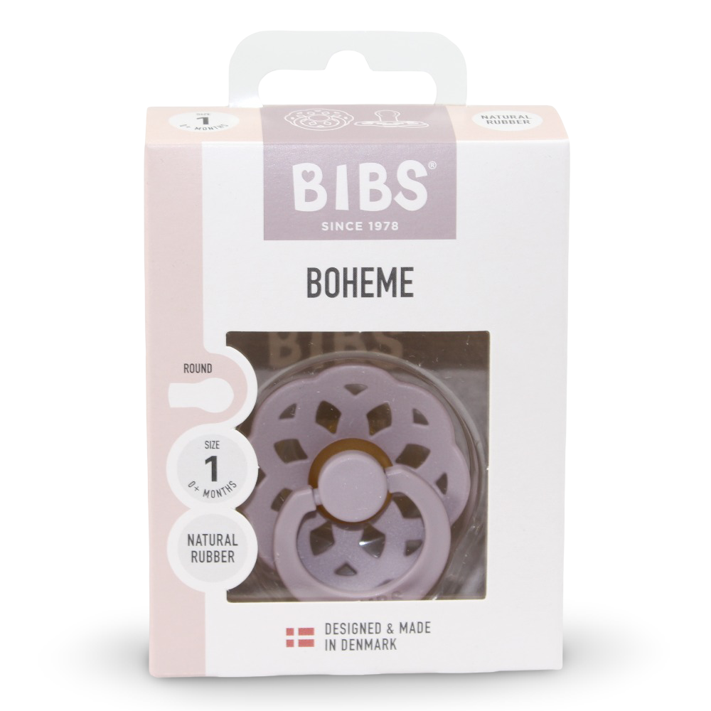 1 of Pack - BIBS Boheme Pacifier Latex Size 1 – Dusky Lilac