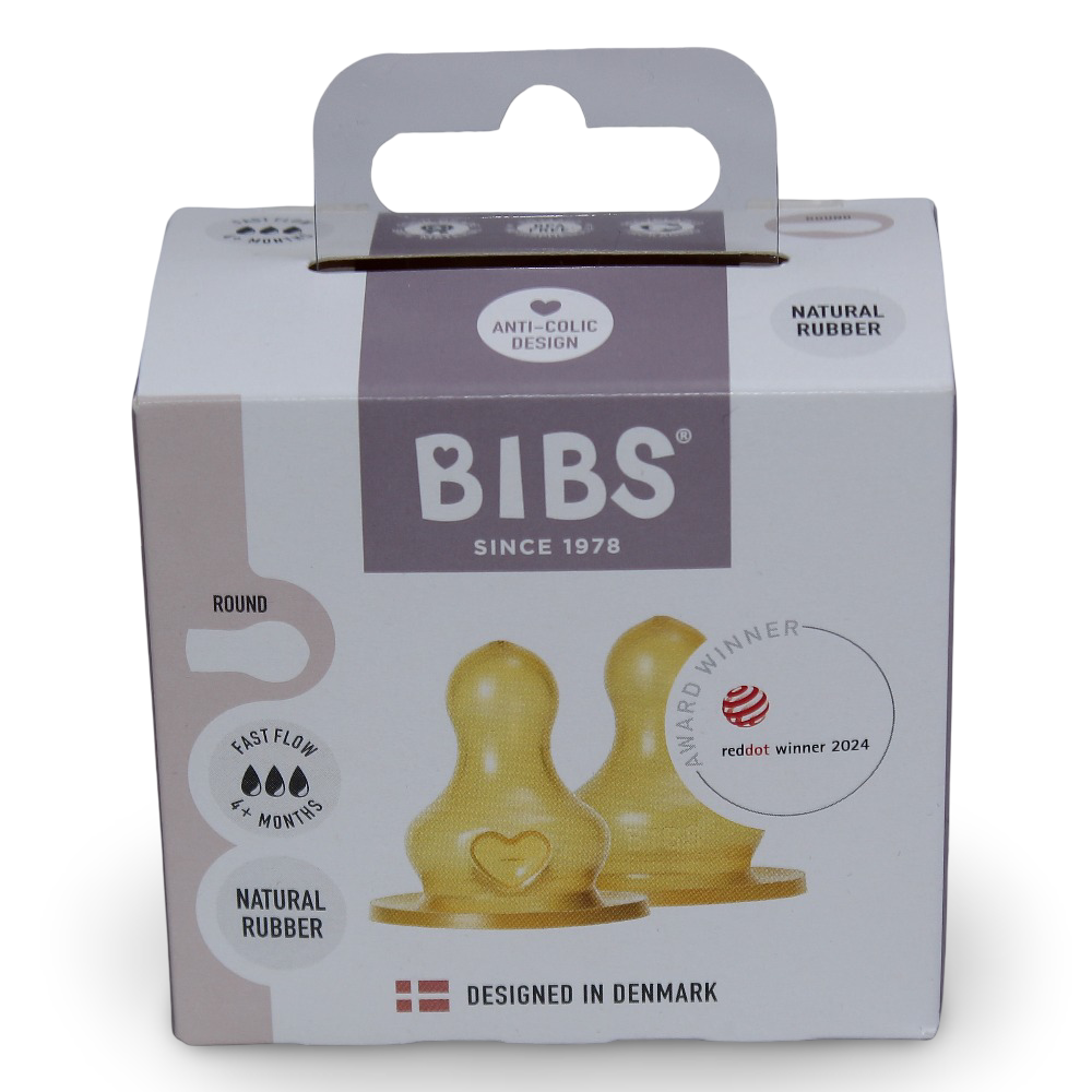 حلمات رضّاعة أطفال دائرية من BIBS باللاتكس عبوة من قطعتين – تدفق سريع