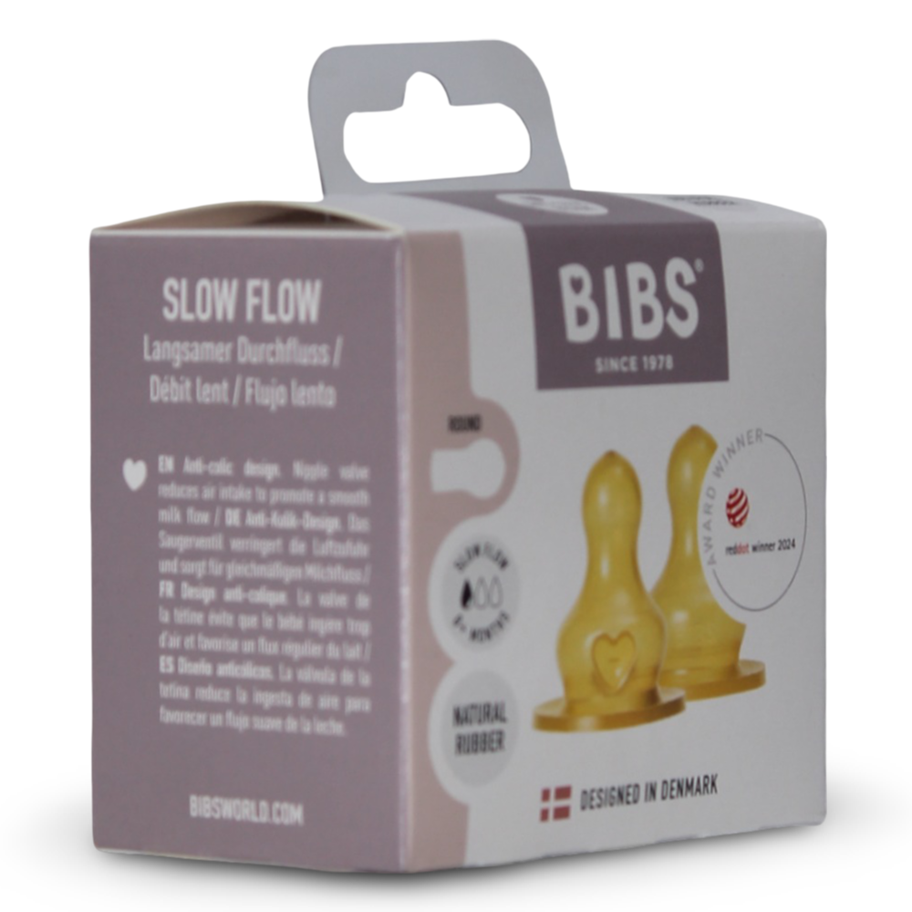 BIBS Baby Bottle Nipple Round Latex Pack of 2 – Slow Flow