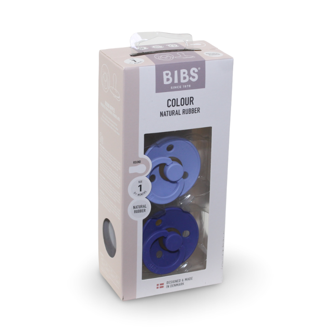 BIBS Pacifier Colour 2 Pack Latex Size 1 – Hush /Grape - Baby Essentials