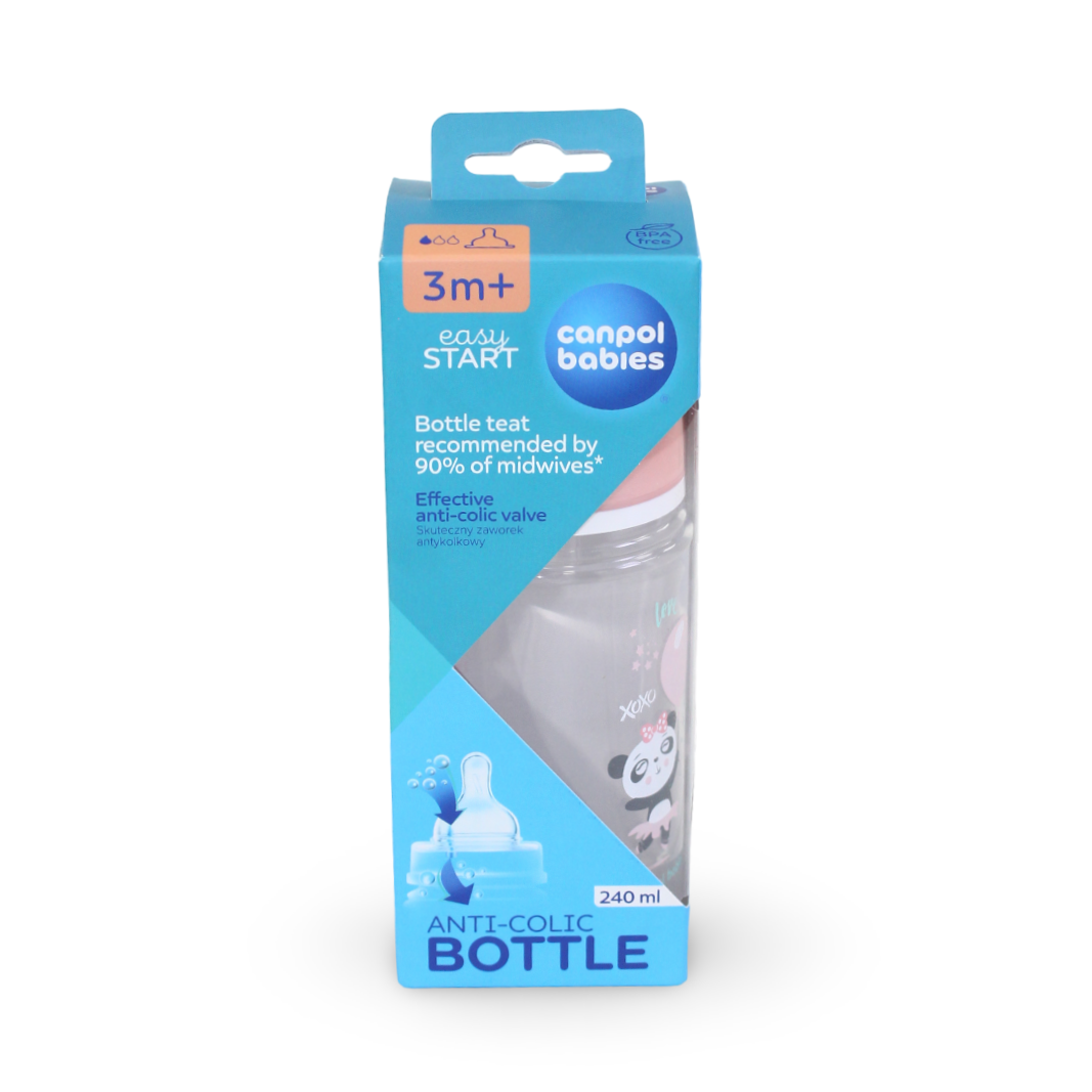 Canpol Babies Easy Start bottle 240ml Wide Neck – Pink