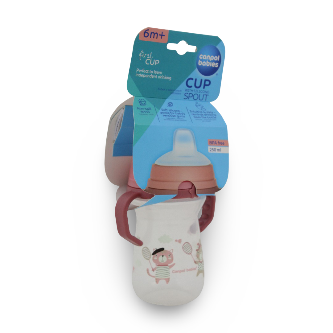 Canpol Babies First Cup with Silicone Spout 6m+ – Rose - Baby Essentials