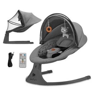 Kinderkraft 2in1 Lumi 2 Electric Rocker Bouncer - Dark Grey - Baby Essentials