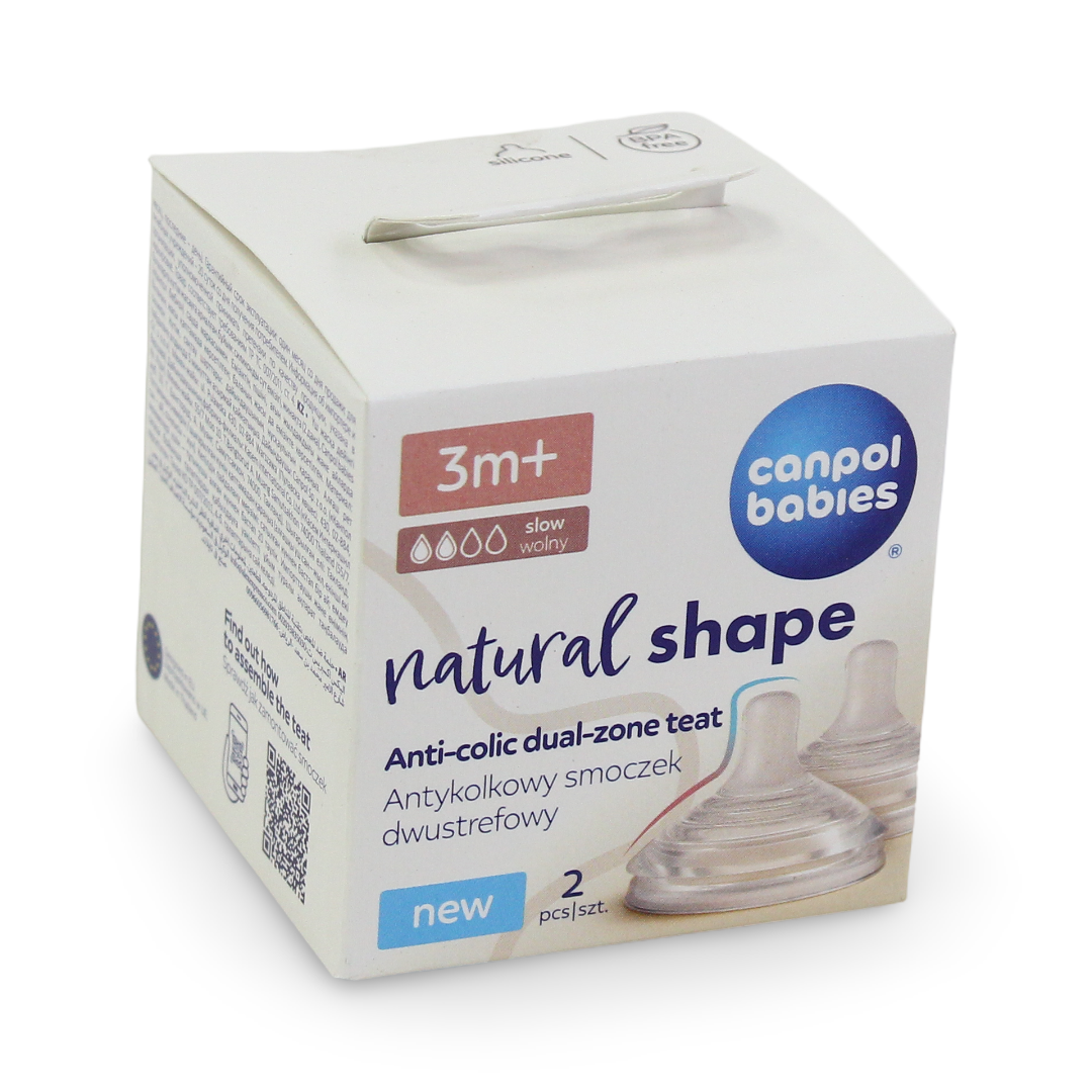 Canpol Babies Natural Shape Anti-Colic Dual-Zone Teats 3m+ (2 Pcs)