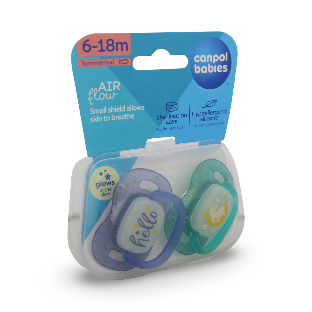 Canpol Babies Symmetrical Silicone Pacifiers – Hello Design 6-18m (2 Pcs)