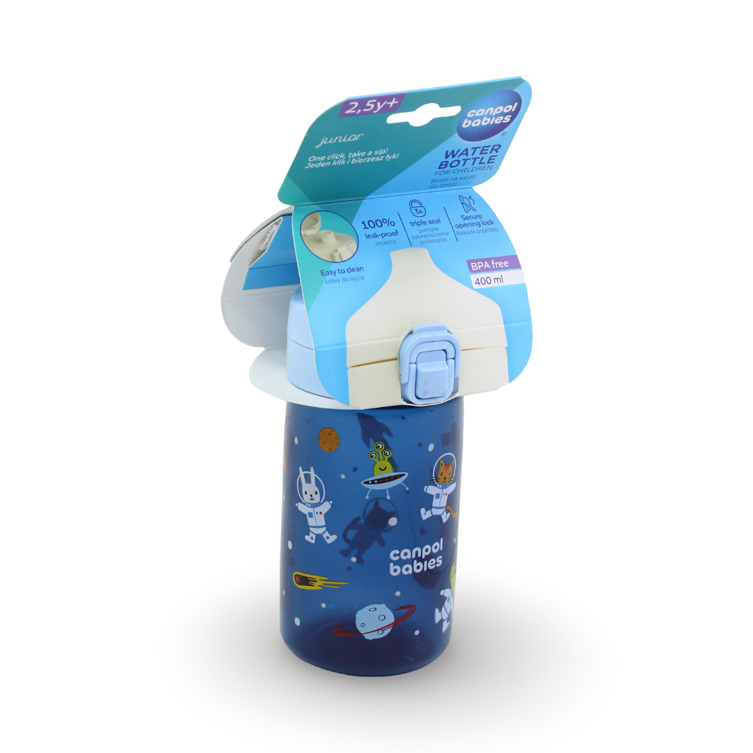 Canpol Babies Junior Water Bottle 400ml 2.5 Years+ – Navy - Baby Essentials