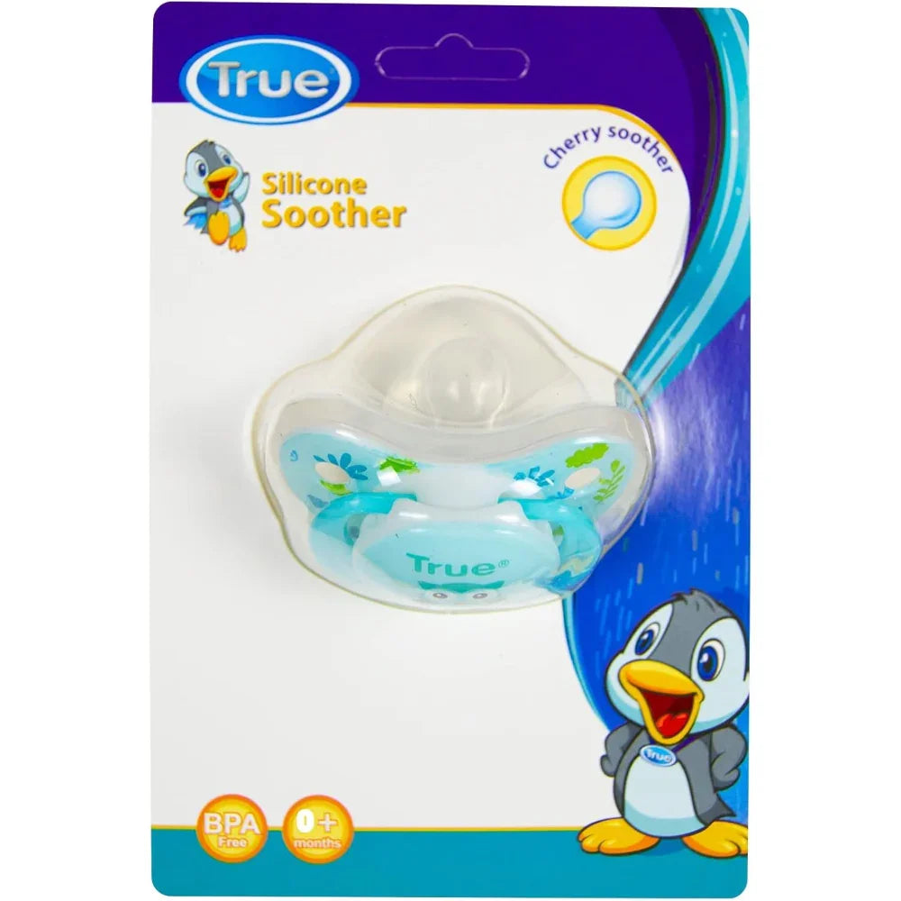 True Silicone Soother with Cap +0M – Aqua - Baby Essentials