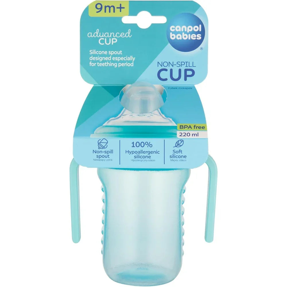 Canpol Babies Non-spill Cup Silicone Spout +9m 220ml with Handles – Aqua