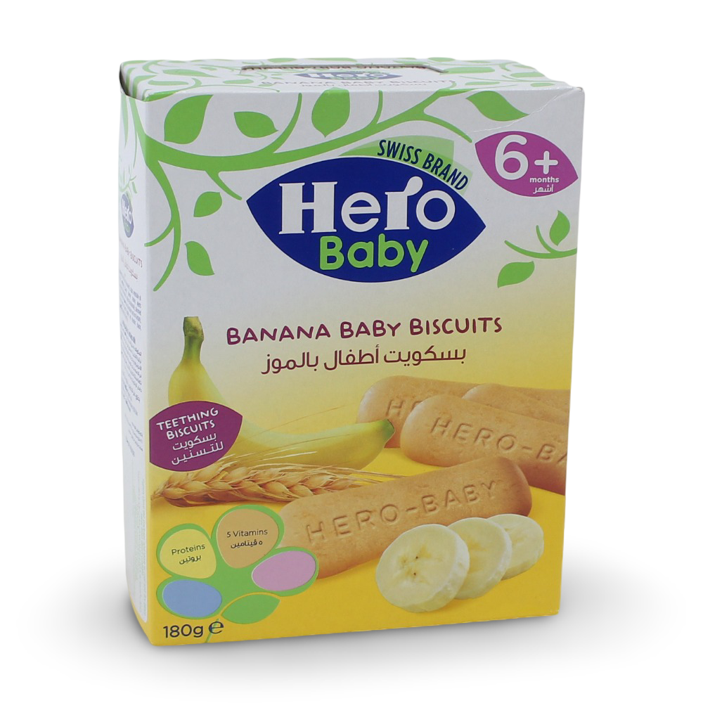 Hero Baby Banana Biscuits 180 g - Baby Essentials