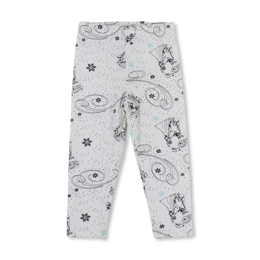 Girls Cotton Leggings – White with Frozen Print - Clothing - MTG