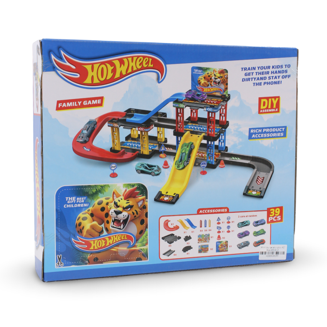 Hot Wheels Cheetah Attack Track Set – 39 Pcs