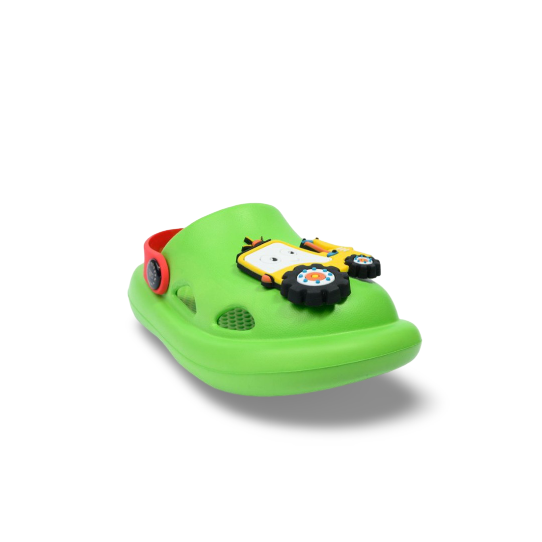 Boys Rubber Clogs – Green with Tractor Design