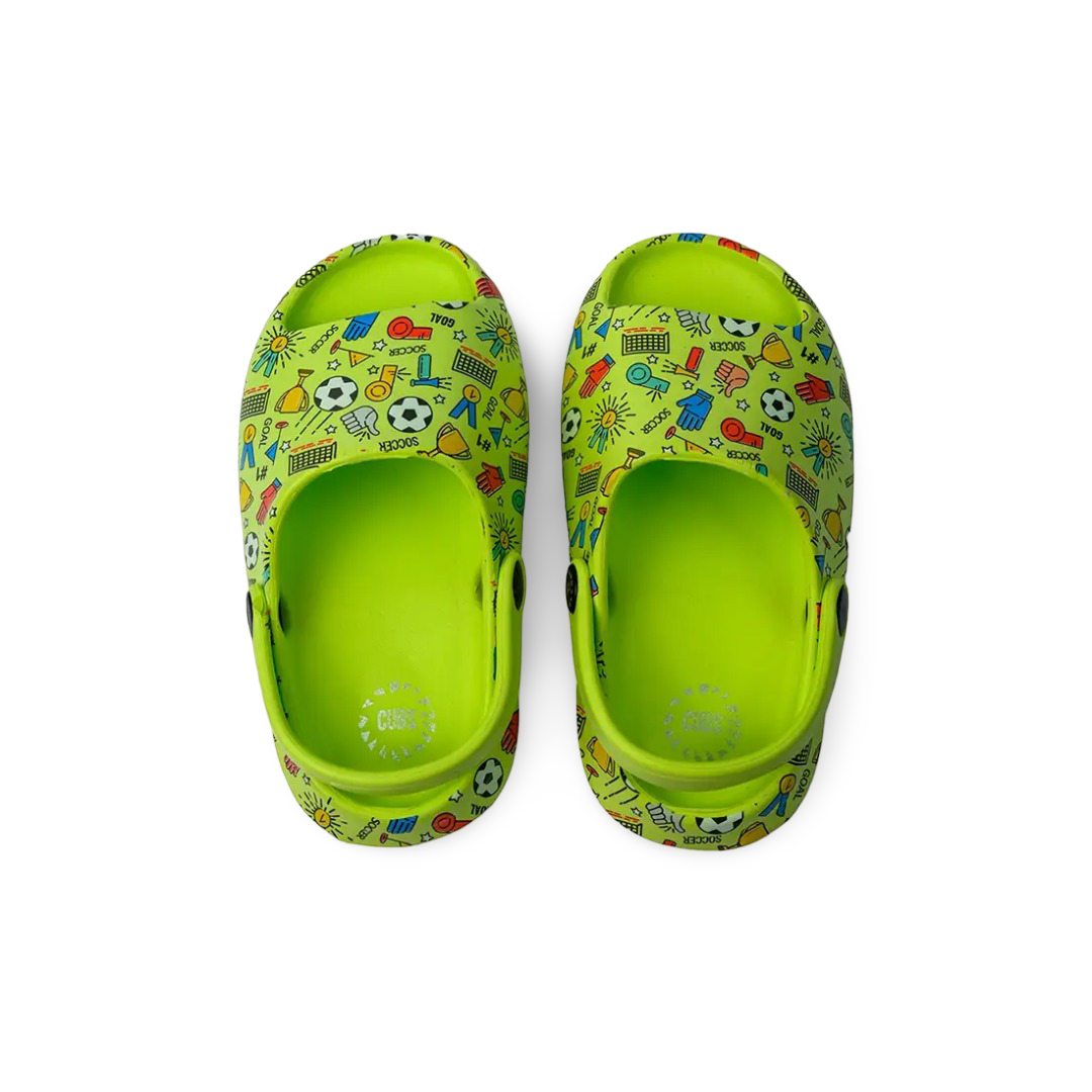 Boys Rubber Sandals – Green with Sports Print - Clothing - Cubs