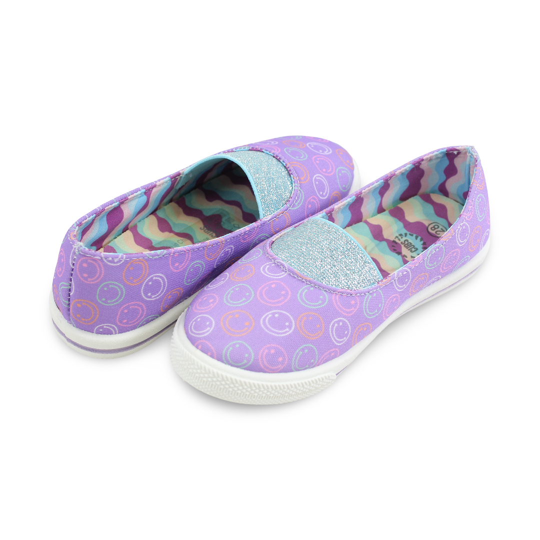 Girls Canvas Ballarina – Lilac Smiling Faces