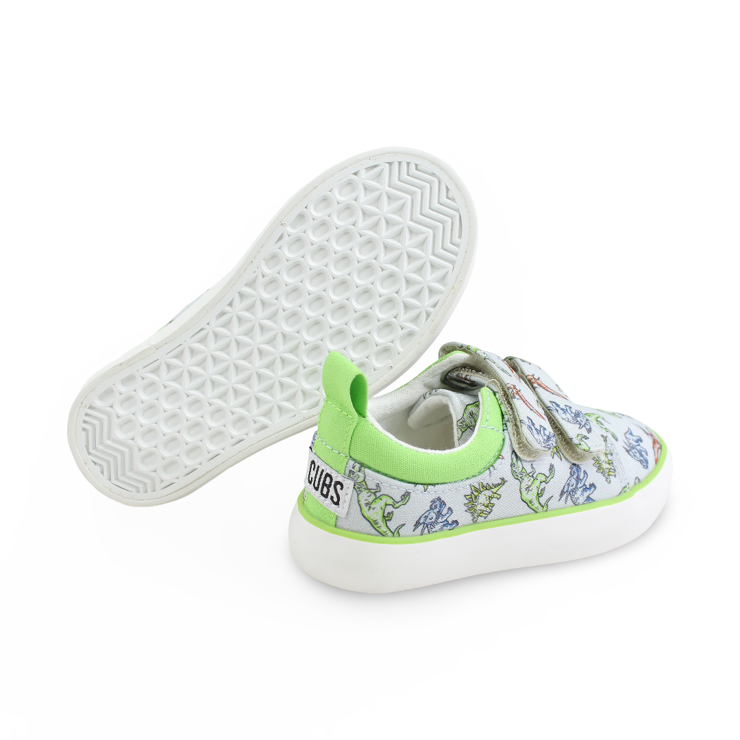 Boys Canvas Sneakers – Grey Dinos Double Strap Sneaker