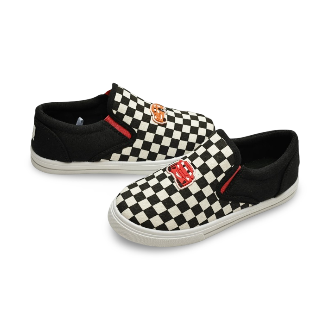 Baby Boys Canvas Sneakers – Racing Cars Slip-on Sneaker