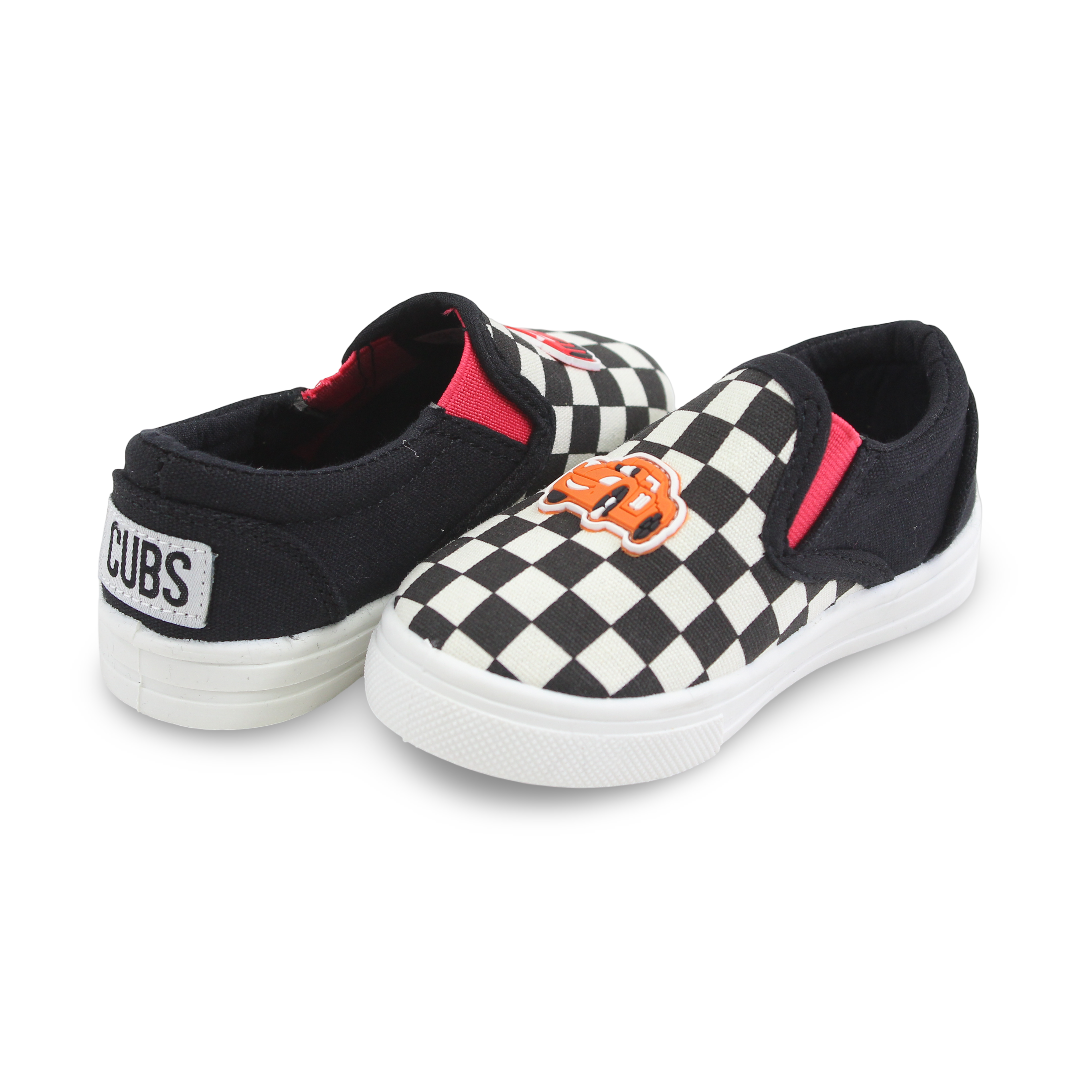 Baby Boys Canvas Sneakers – Racing Cars Slip-on Sneaker