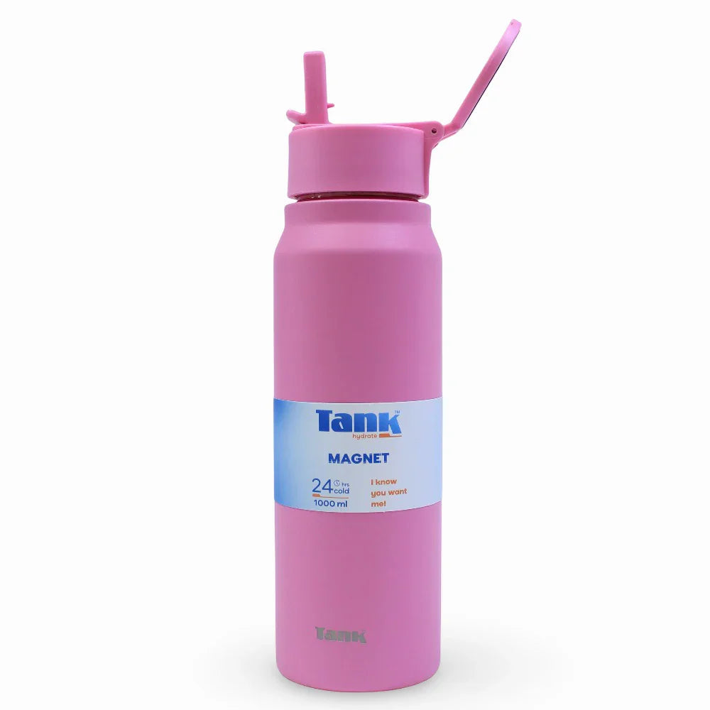 Tank Magnet Insulated Stainless Steel Water Bottle 1000ml – Hot Pink