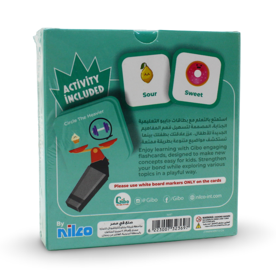 Nilco Gibo Flash Cards themed "Learn the Opposites"