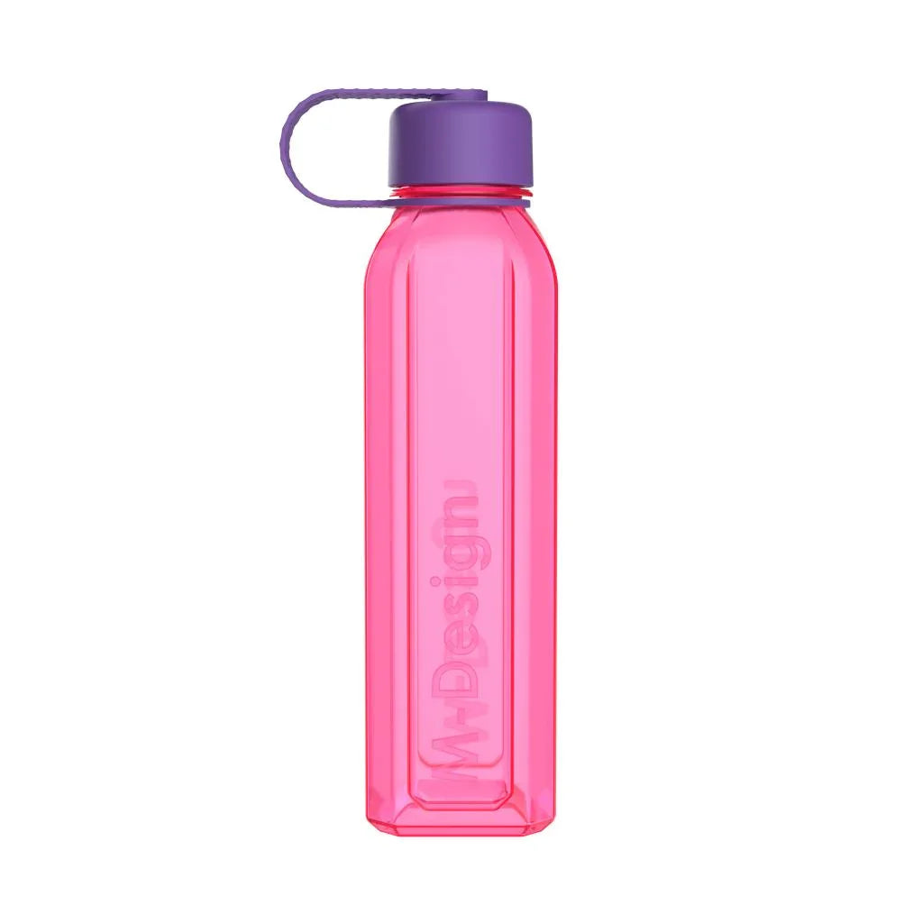 M Design Square Bottle with Strap 800ml - Pink - School