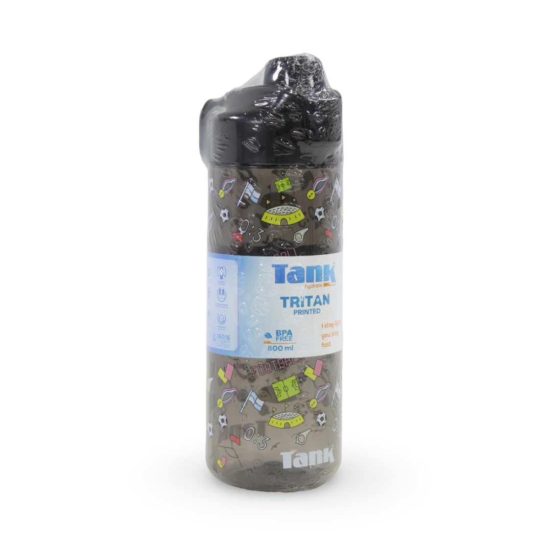 Tank Tritan Water Bottle 800ml – Football Black - School