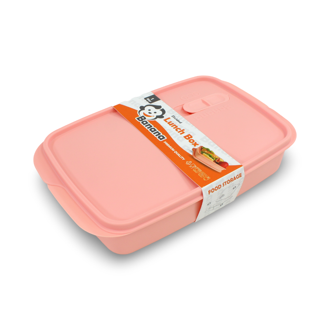 Banana Divided Lunch Box - 1 L (Salmon) - School