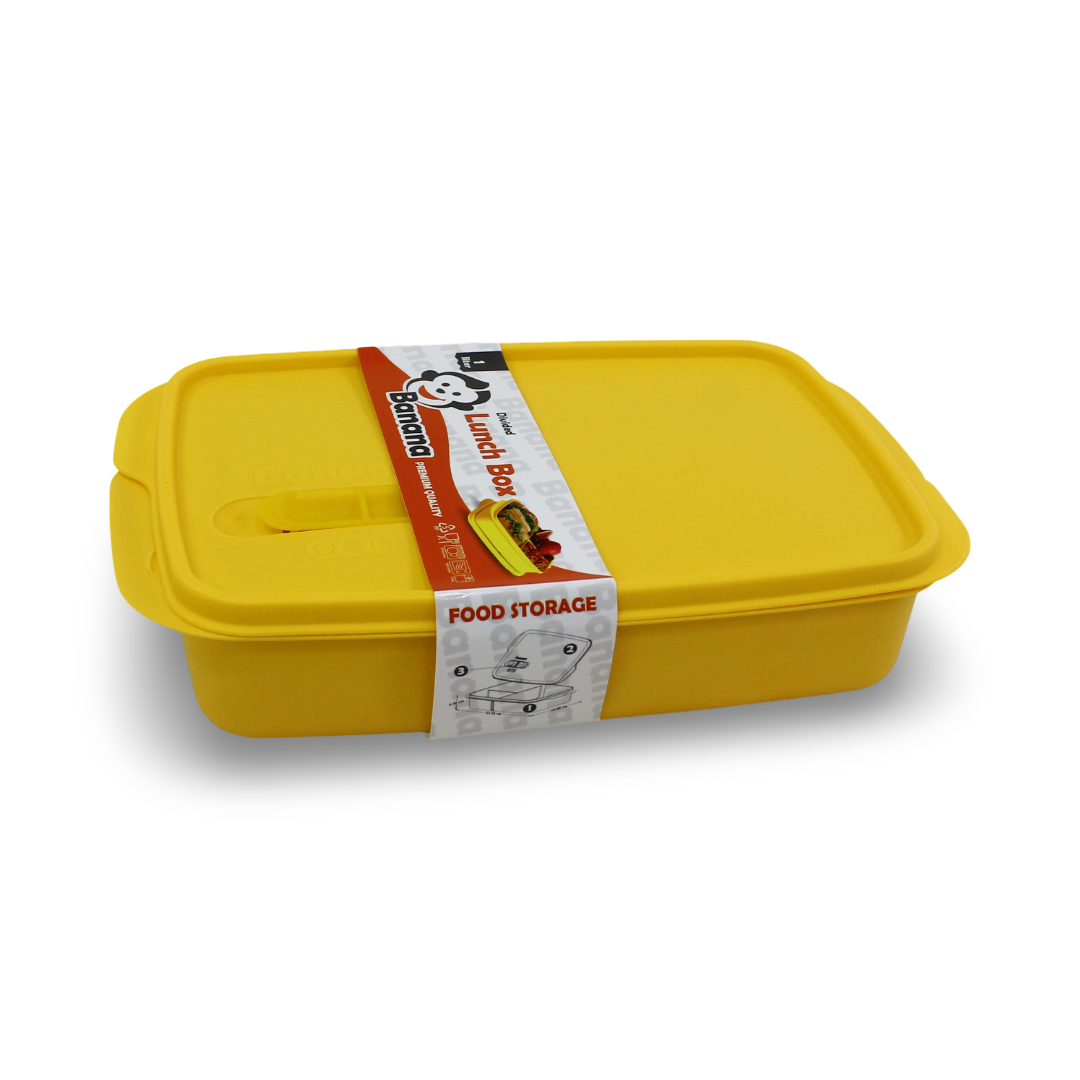 Banana Divided Lunch Box – 1 L (Yellow) - School