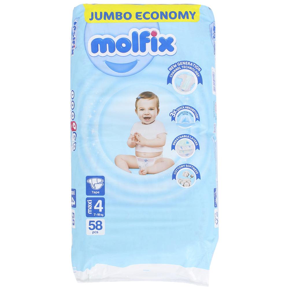 Molfix - Baby Diapers - Jumbo Pack - Maxi Size 4 - 58 Pieces - Ourkids - Molfix