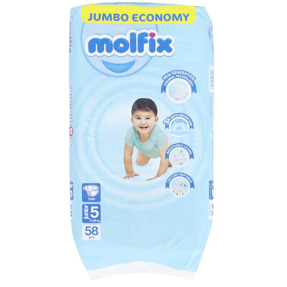 Molfix - Baby Diapers - Jumbo Pack - Junior Size 5 - 58 Pieces - Ourkids - Molfix