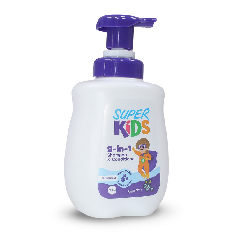 Super Kids 2 in 1 (Shampoo & Conditioner) – Blueberry 500ml - Baby Essentials